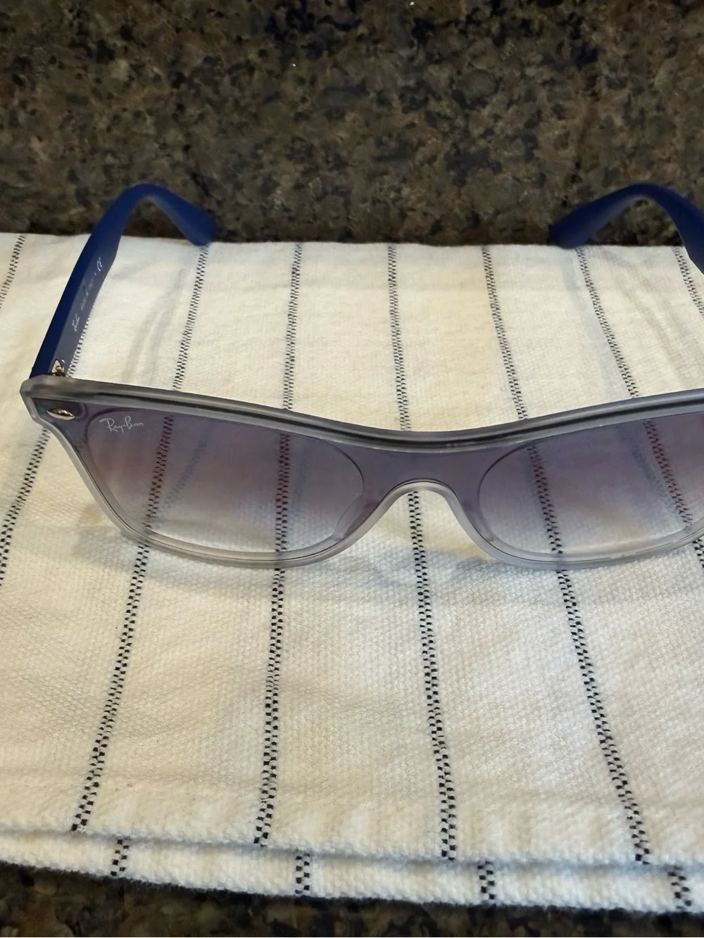 Ray-Ban Transparent Frame Sunglasses with blue Gradient Lenses